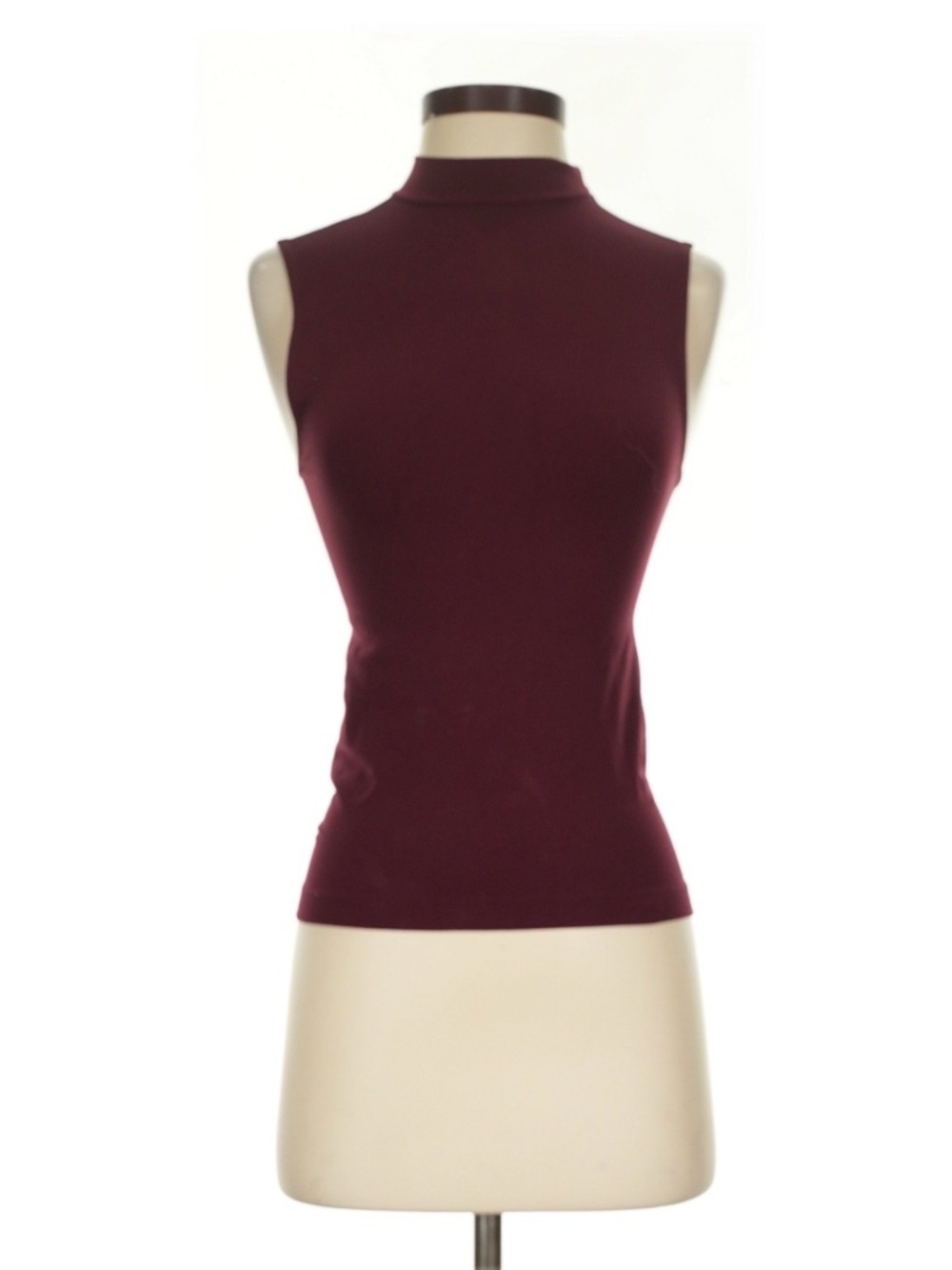 Donna Karan Sleeveless Mock-Neck Tank in Deep Wine
